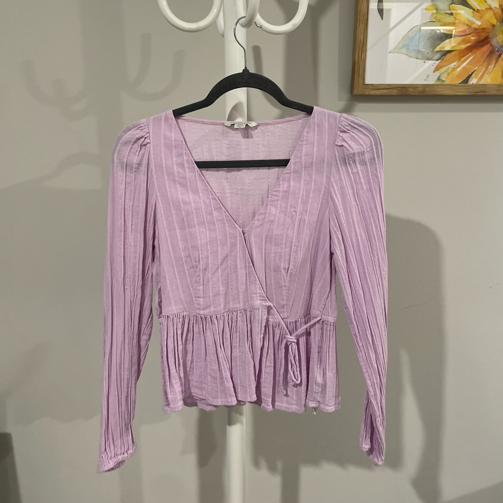 American Eagle Lilac wrap blouse